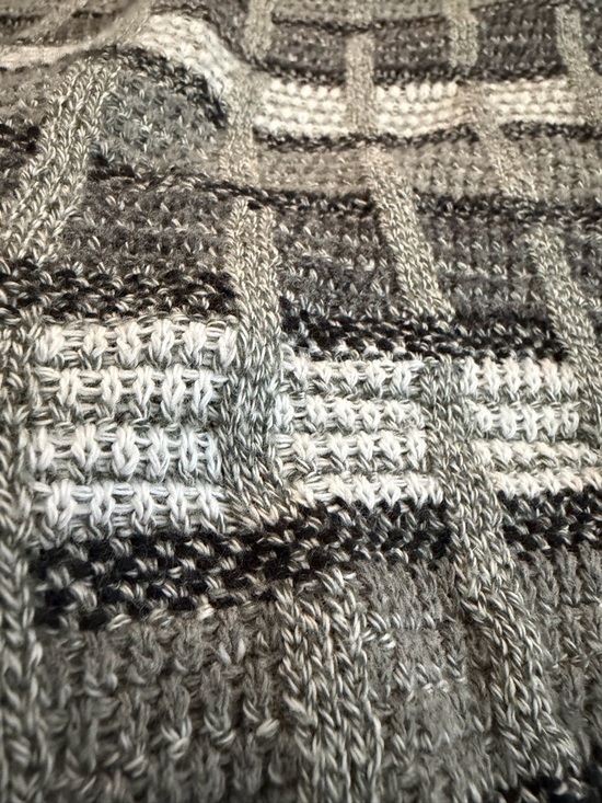 Florence Tricot Sweater Mens Small  Gray Geometric Knit Crewneck Pullover - Picture 6 of 7